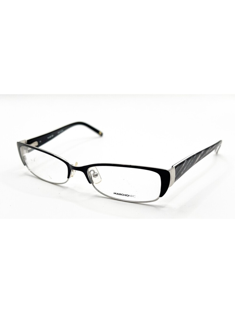 Marchon Nyc Ellington 001 Black Silver Authentic Eyeglasses 53-16-135